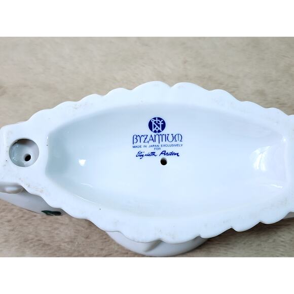 Byzantium Candle Holder Bird Bath Design 9 1/4" Elizabeth Arden Porcelain Japan - Picture 9 of 10